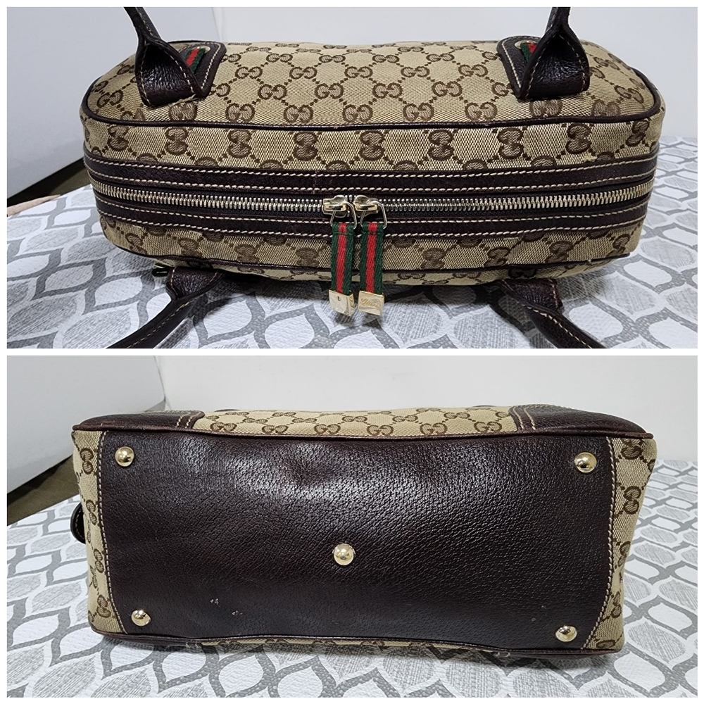 GUCCI Vintage Monogram Small Princy Shoulder Dark Brown/Beige - Picture 9 of 14